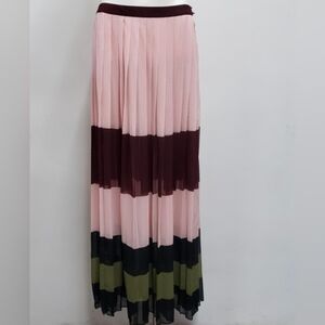Ted Baker Imperial Stripe Pleated Cover-Up Maxi Skirt In Dusty Pink Women's Med